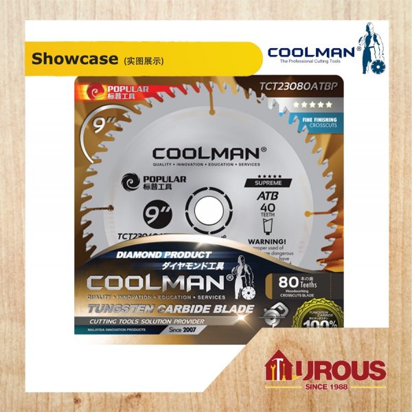 COOLMAN POPULAR TCT 80T ATB PREMIUM TYPE CIRCULAR WOOD CUTTING BLADE 9''/230MM (TCT23080ATBP) - Image 4