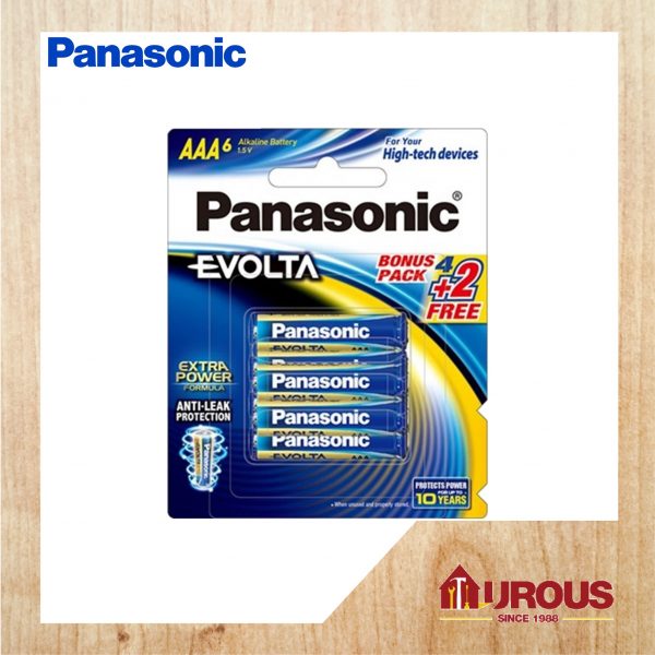 PANASONIC 6 PCS "AAA" EVOLTA BATTERY MODEL:LR03EG/6B2F