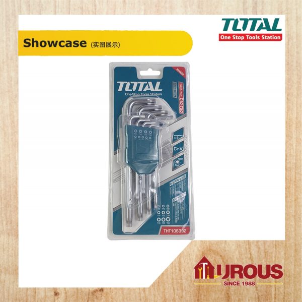 TOTAL 9PCS TORX KEY SET SIZE:T10-T50 THT106391 / THT106392 - Image 3
