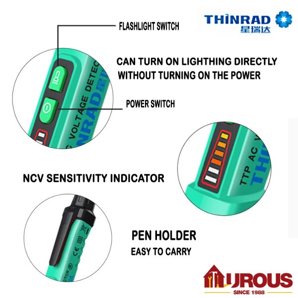 THINRAD CONTACT TEST PEN (12V~1000V) (LED+SOUND INDICATOR) - Image 2