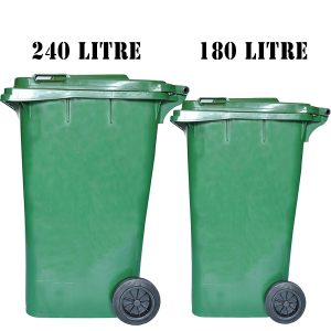 Plastic Green Dustbin 120 / 240 Litre c/w Caster Wheels HDPE EN840