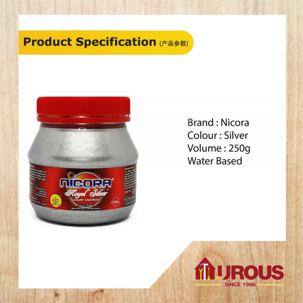 NICORA ROYAL SILVER PAINT 250G (WATER BASED) - Image 4