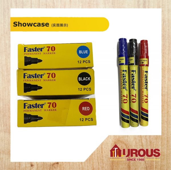 FASTER 70 MARKER PEN BLACK/BLUE/RED-(Box of 12pcs) - Image 2