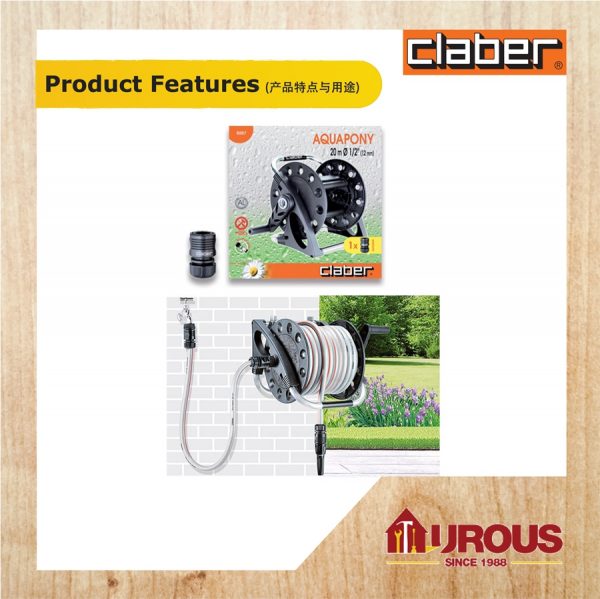 CLABER AQUAPONY 8887 1/2" (12-17MM) 20M CAPACITY HOSE REEL - Image 3