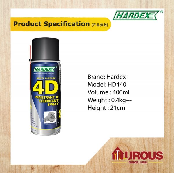 HARDEX 4D PENETRANT & LUBRICANT SPRAY HD 440 (400ML) - Image 5