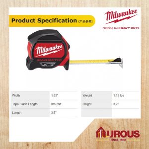 MILWAUKEE MEASURING TAPE 8M/26FT MAGNETIC 48-22-7225 + FASTBACK UTILITY FLIP KNIFE 48-22-1903 ( SET ) - Image 4