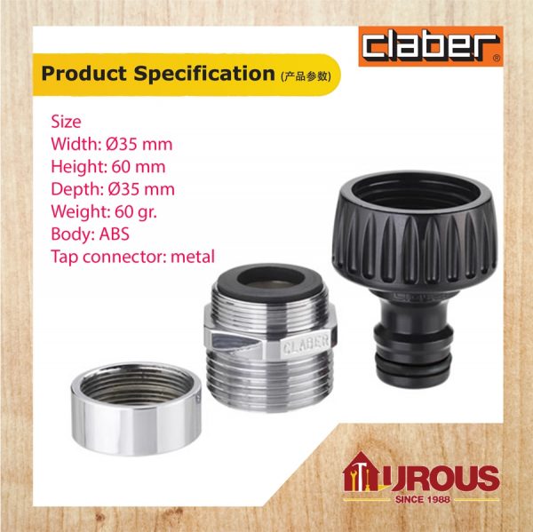 CLABER TAP CONNECTOR METAL 8597 3/4” (20 - 27 MM) - Image 3