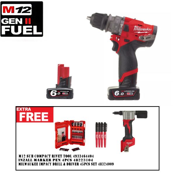MILWAUKEE GEN 2 CORDLESS PERCUSSION DRILL M12 FPD 602C PACKAGE C