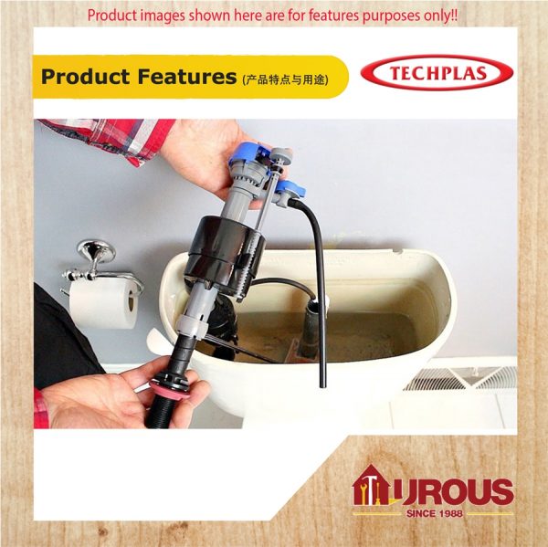 TECHPLAS 1054 - COMPACT ADJUSTABLE BOTTOM DIY INLET TOILET VALVE C/W 11" STAND - Image 5