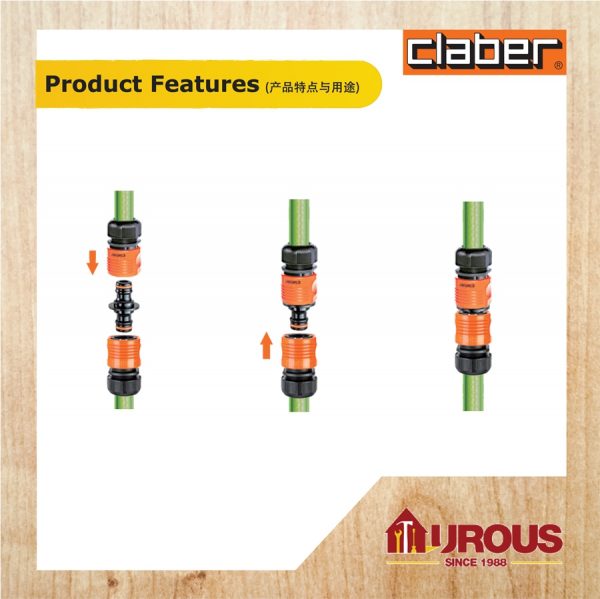 CLABER HOSE EXTENDER UNIT TWO-WAY CONNECTOR 8613 - Image 4