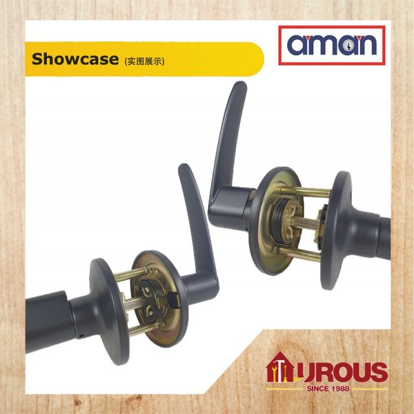 AMAN TUBULAR LEVER LOCK SET 2841MB (MATT BLACK) - Image 3