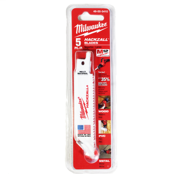 Milwaukee 49-00-5410 M12 Hackzall Recip Saw Blade 4 in. 8TPI - Multi Material (5-Pack) - Image 2