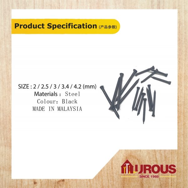 Concrete Nail 2mm/2.5mm/3.4mm (Black) (S) - 90pcs+-/box - Image 5