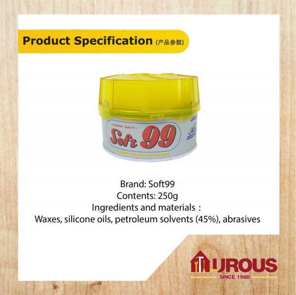 SOFT 99 PRE SOFTENED AUTO HANNERI WAX 250G - Image 5