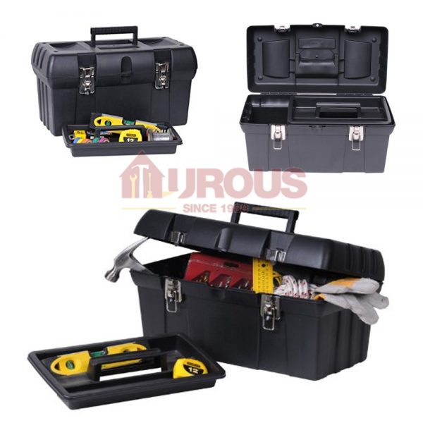 Stanley Black Plastic Tools box w/Metal Latch 19'' STST19005 made in USA