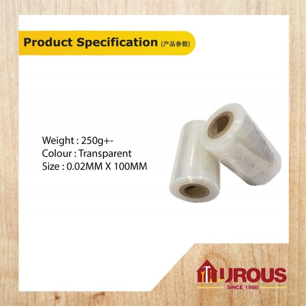 STRETCH FILM BABY ROLL PACKAGING WRAP(TRANSPARENT) (SHORT) 4'' 0.02MM X 100MM - Image 5