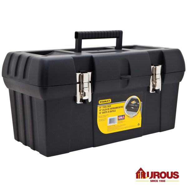 Stanley Black Plastic Tools box w/Metal Latch 19'' STST19005 made in USA - Image 2