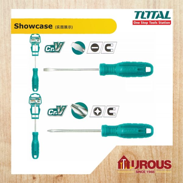 TOTAL SLOTTED / PHILLIPS SCREWDRIVER 40CR (100MM , 150MM) - 1 PIECE - Image 2