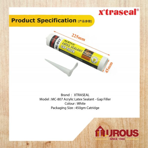 XTRASEAL MC-807 ACRYLIC LATEX SEALANT GAP FILLER SILICONE - WHITE 450G - Image 5