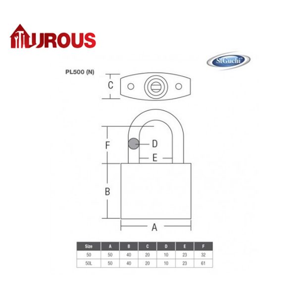 St Guchi Solid Brass Body Anti Cut Pad Lock 50mm SGPL 500Nseries - Image 3