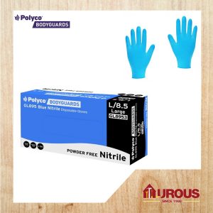 POLYCO GL8953 BLUE LATEX EXAMINATION NITRILE PF GLOVES (POWDERED FREE & BLUE) SIZE 8.5 (L) - 1 PAIR