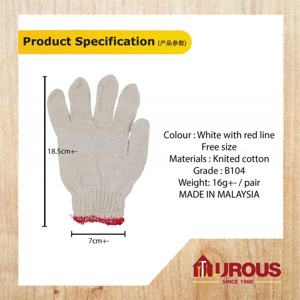 KNITTED COTTON HAND GLOVES #104 - Image 6