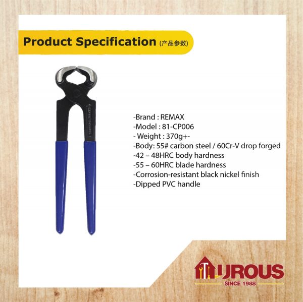 REMAX 8'' CARPENTER'S PINCER / TILE CUTTER PILER ( 81-CP006 ) - Image 5