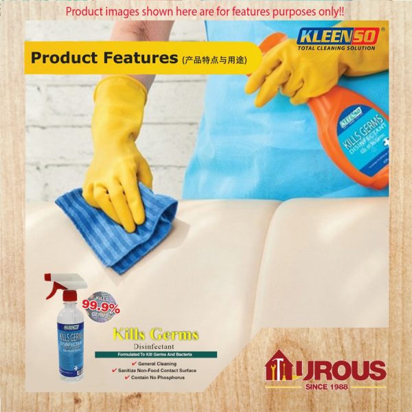 KLEENSO 99.9% KILLS GERMS WATER BASE DISINFECTANT LIQUID SPRAY 500ML - Image 3