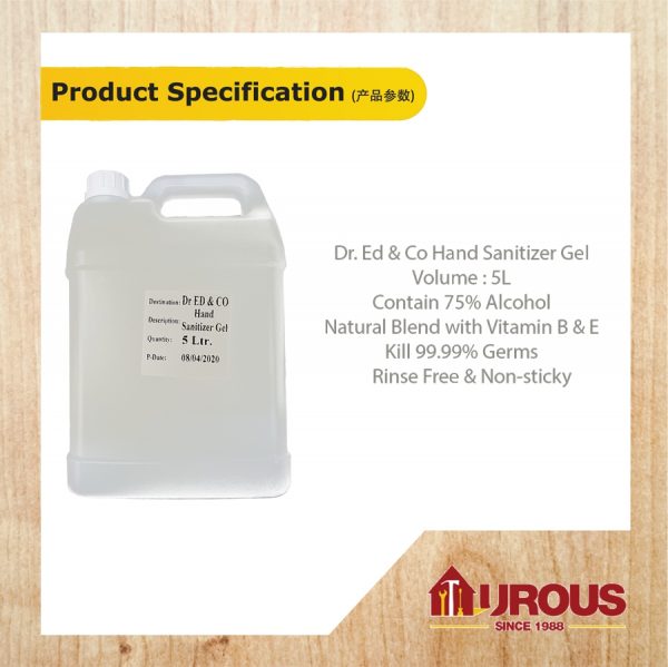 EASTLAND / DR ED.CO INSTANT HAND SANITIZER GEL TYPE 5LITRE (75% ALCOHOL) - Image 3