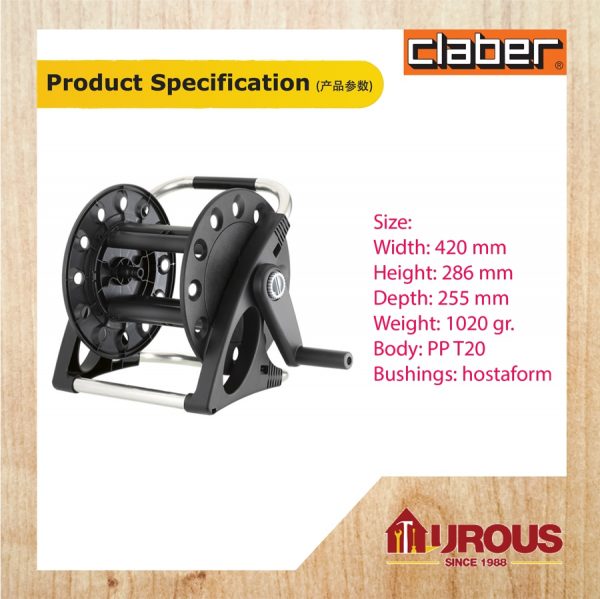 CLABER AQUAPONY 8887 1/2" (12-17MM) 20M CAPACITY HOSE REEL - Image 4