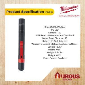 MILWAUKEE IPL-LED HIGH BEAM INSPECTION PEN LIGHT 100 LUMENS (WITHOUT BATTERY) - Image 4