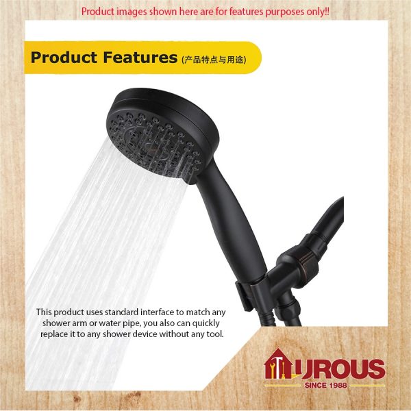 NEW BRAND PVC BLACK SHOWER HEAD #1006 WSW1008 - Image 2