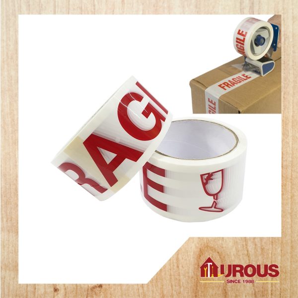 OPP FRAGILE TAPE (RED/WHITE) 48MM x 40Y ( ONE ROLL )