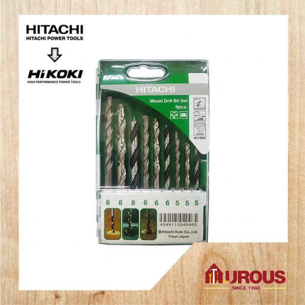HITACHI MIXED DRILL BIT SET 9PCS (5MM,6MM,8MM) 401982