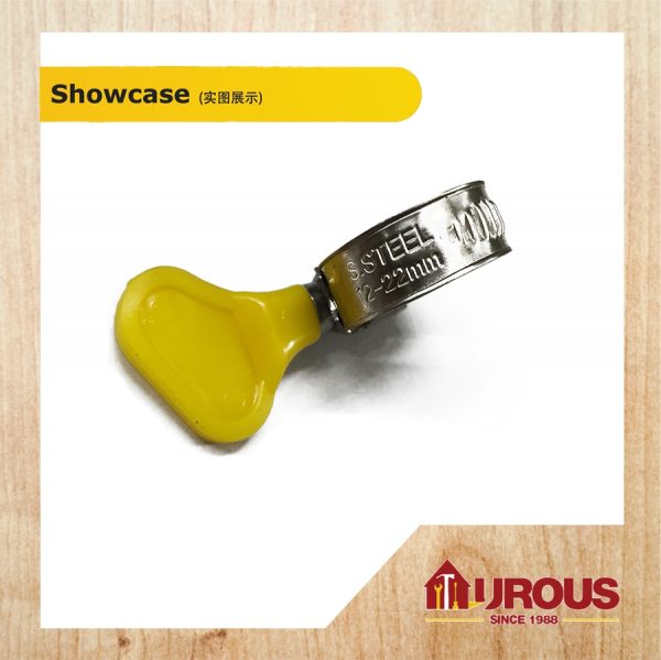 MII S/S HOSE CLIP 100% C/W HANDLE (PVC YELLOW) NO. O - 12MM~22MM (1 piece) - Image 3