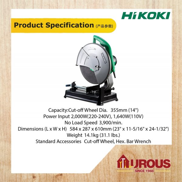 HIKOKI CUT OFF MACHINE 14'' CC14STA (CHOP SAW) - Image 5