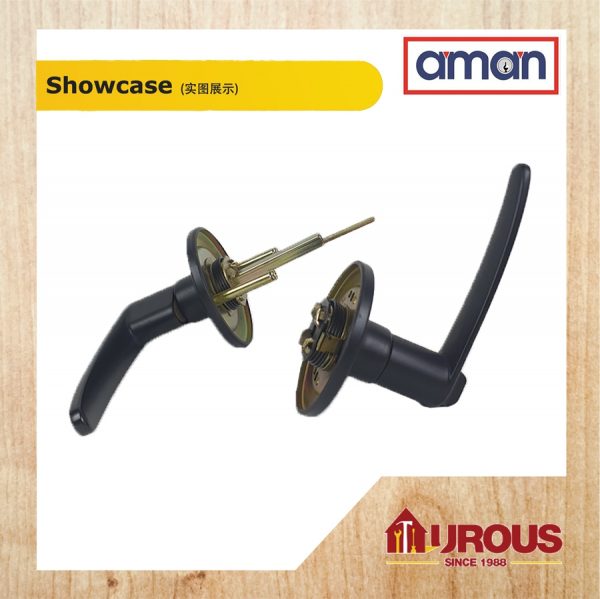 AMAN TUBULAR LEVER LOCK SET 2841MB (MATT BLACK) - Image 4