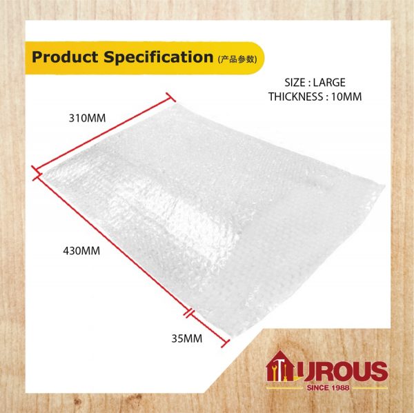 AIR BUBBLE BAG SINGLE LAYER WITH FLAP TRANSPARENT COLOUR (Large) [100pcs/pack] - Image 5