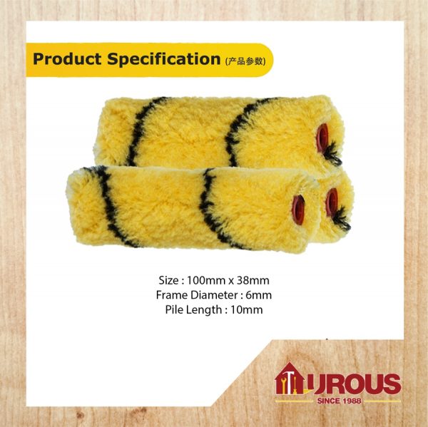 PAINT ROLLER REFILL BULU CAT ROLLER BLACK/YELLOW 4'' (1piece) - Image 3