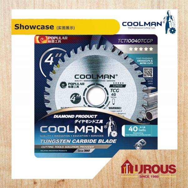 COOLMAN POPULAR TCT 40T TCG PREMIUM TYPE CIRCULAR ALUMINIUM CUTTING SAW BLADE 4"/105MM(TCT10040TCGP) - Image 4
