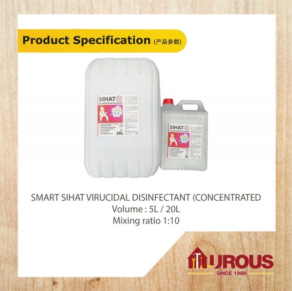 SMART SIHAT VIRUCIDAL DISINFECTANT (CONCENTRATED) 5 LITRE MIXING RADIO = 1:10 WATER BASE - Image 5