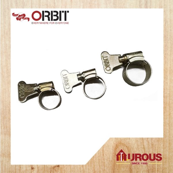 ORBIT HOSE CLIP C/W HANDLE (IRON) SIZE No.MOO / No.O / No.OO - (one box)