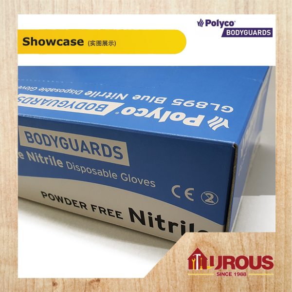 POLYCO GL8953 BLUE LATEX EXAMINATION NITRILE PF GLOVES (POWDERED FREE & BLUE) SIZE 8.5 (L) - 1 BOX - Image 5