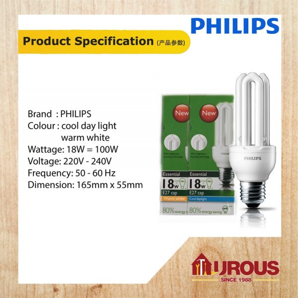 Philips Essential 18W E27 220-240V  Lighting Bulb-(1 piece) - Image 5