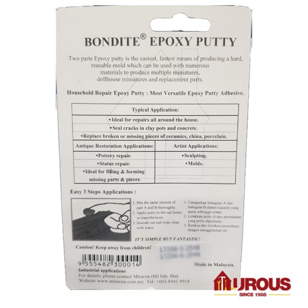 Bondite Multipurpose Repair Epoxy Putty Adhesive 60g - Image 2