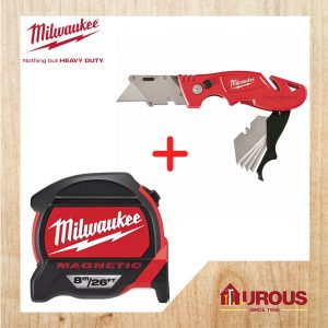 MILWAUKEE MEASURING TAPE 8M/26FT MAGNETIC 48-22-7225 + FASTBACK UTILITY FLIP KNIFE 48-22-1903 ( SET )