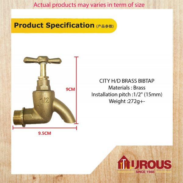 CITY COPPER BS1010 BRASS BIB TAP H/D 15MM(1/2") (12/144PPB) - Image 3