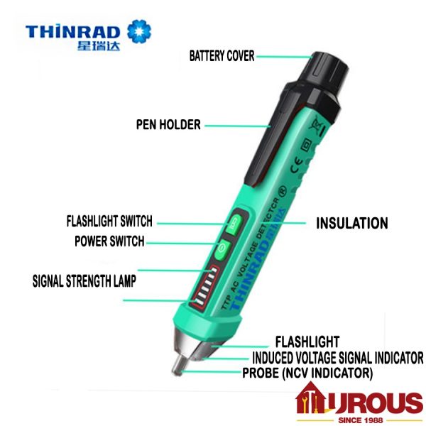 THINRAD CONTACT TEST PEN (12V~1000V) (LED+SOUND INDICATOR)