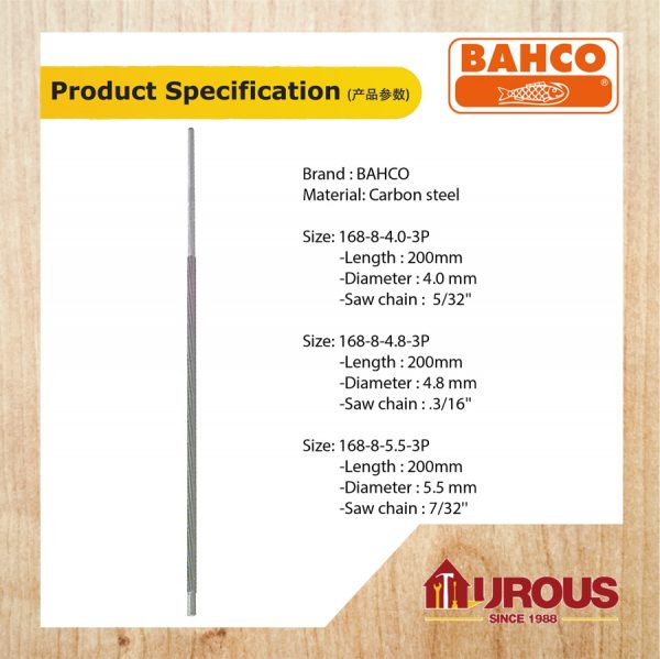 BAHCO CHAIN SAW FILE 4.0mm / 4.8mm / 5.5mm ( 1 PIECE ) - Image 5