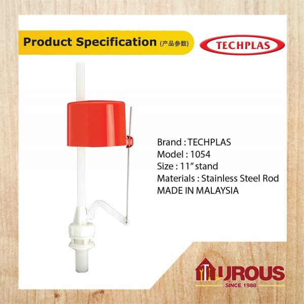 TECHPLAS 1054 - COMPACT ADJUSTABLE BOTTOM DIY INLET TOILET VALVE C/W 11" STAND - Image 4